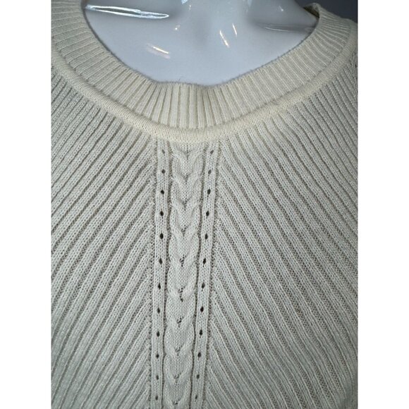 Womens Verve Ami Ivory Cable Knit Sweater Ribbed Acrylic Blend Long Sleeves XL - Picture 7 of 16
